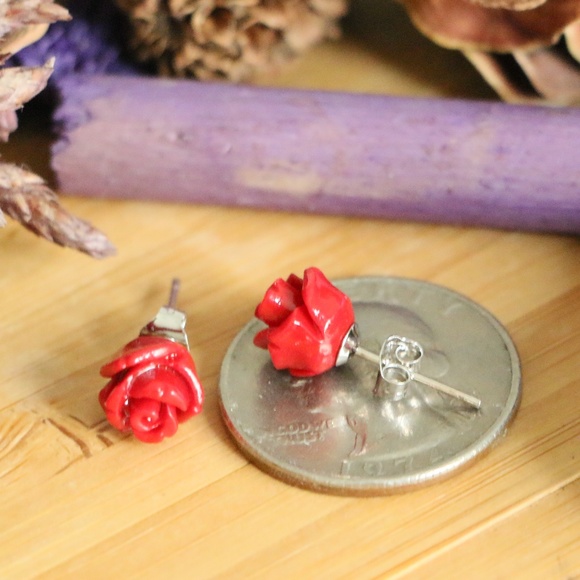 925 Sterling silver flower earrings 8 mm - Picture 2 of 8